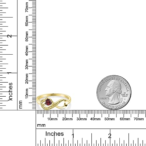 Gem Stone King 10K Yellow Gold 4MM Heart Gemstone Birthstone & White Diamond Accent Infinity Ring | Heart Shape Wedding Engagement Anniversary Promise Gold Ring For Women4
