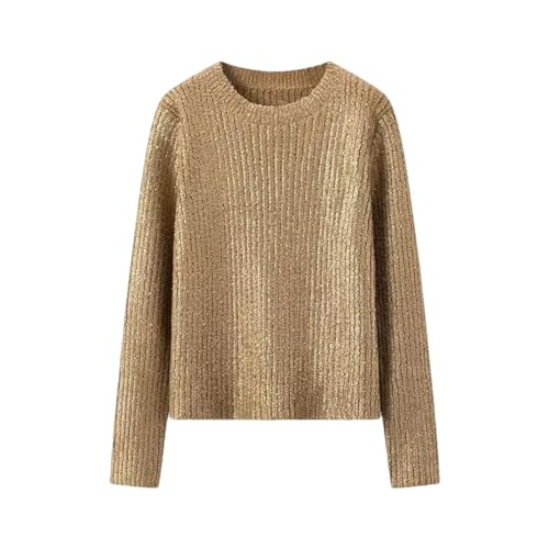 Niiyyjj Gold Women's O Neck Pullover Sweater Women Winter Long