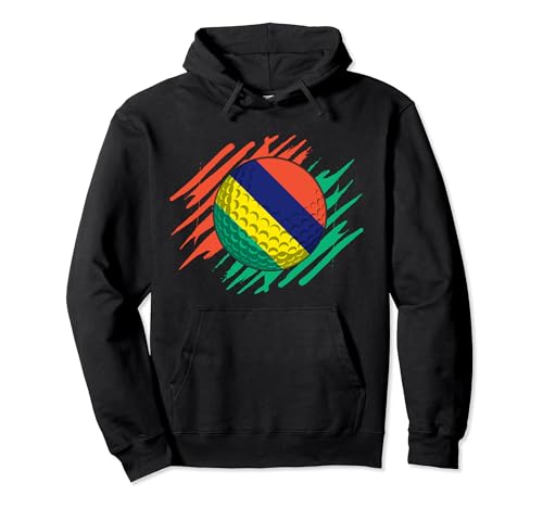 Golf Ball With The Flag Of Mauritius Pullover Hoodie