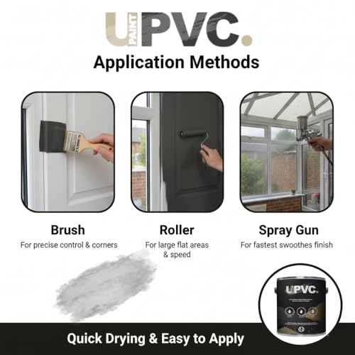 Upaintpvc - All-In-One Upvc Plastic Paint 250Ml - Windows - Doors - Frames - Conservatories - Fascia - Downpipes - Guttering | Gloss Finish - 250Ml (Black) - 5