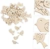 50Pcs Holiday Crafting Supplies and DIY Handmade Ornaments, Natural Unfinished Wood Slices with Hollow Mini Bird Pendants, for Scrapbooking and Home Decor #1