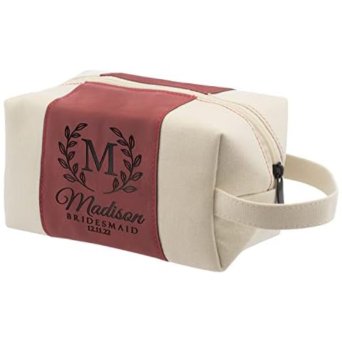 GIFTBYGIFTY Bridesmaid Gifts, Single, Personalized Toiletry Bag for Women, Custom w/Name, Title, Date, Bridesmaid Proposal Gifts, Bridal Shower Gift D1 - BURGUNDY Cover