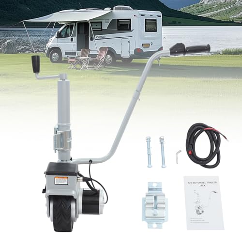 DHQCQL Stützrad Anhänger 12V, 350W Elektrischer Bollerwagen, Max. Anhängelast 2270 kg, Rangierhilfe Anhänger mit Eletrischesstützrad, 30,5-63cm Höhenverstellbar, 6,7m/min Mover für Wohnwagen