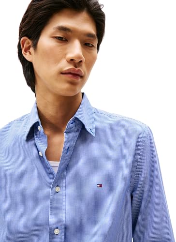 Tommy Hilfiger Herren Hemd Flex Poplin Micro Gingham Regular Fit, Mehrfarbig (Wedge Blue/Check), XS – Ansicht 3