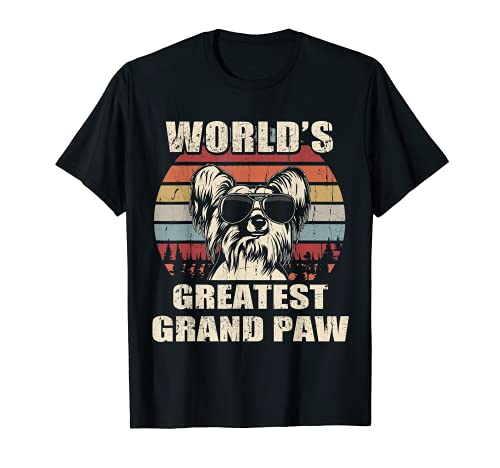 World's Greatest Grand Paw Chinese Crested vintage retro T-Shirt, Black
