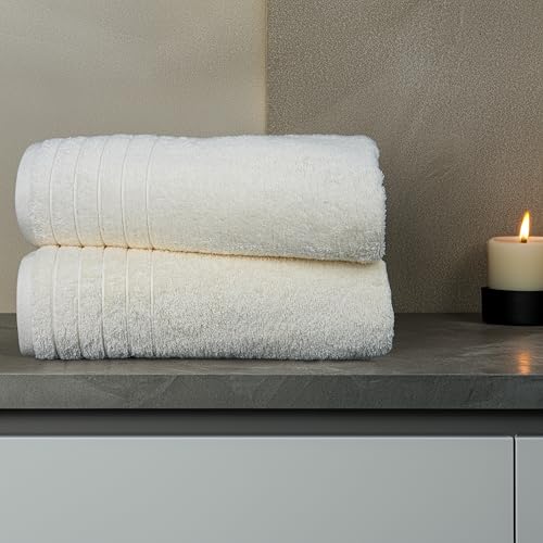 Tens Towels 2 Piece Extra Large Bath Sheets 35 x 70 Inches, Cream by Tens Towels - Image 5