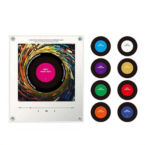 Retro-Musik-Kühlschrankmagnete mit Player-Set 9 Stück Vintage-Vinyl-Schallplatten-Kühlschrankmagnete 128 MB programmierbarer Musik-Player NFC-fähig Raumdekoration einzigartige ästhetische