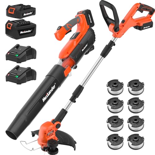 Maxlander Cordless 20V 12 Inch Weed Wacker and Leaf Blower Combo Kit. Battery and Charger Included