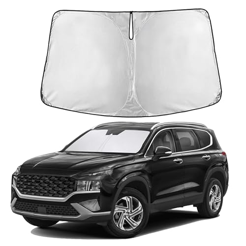 Image of Autovir Windshield Sun Shade Fit for 2019-2021 2022 2023 Hyundai Santa Fe | Sunshade, Front Car Window Shades Sun Visor, Blocks UV Rays & Heat, Car Accessories