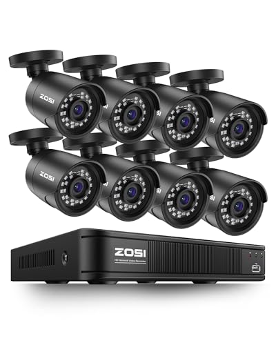 Image of ZOSI 3K Lite Home Surveillance Security Camera System with AI Human Vehicle Detection, 8CH H.265+ CCTV DVR and 8 x 2MP 1920TVL Wired Weatherproof Bullet Cameras Outdoor, 100ft Night Vision (No HDD)