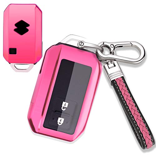インテリジェントキーケース スズキに適,SUZUKI 新型 ジムニー JB64W ; 新型 ジムニー シエラ JB74W ; 新型 スイフト XG,RS,SPORTS ; 新型 ワゴンR MH35S ; 新型 ワゴンRスティングレー MH34S に適用,優質なTPU材料を使用して 耐衝撃 スクラッチ防止 でファッションなスマートキーホルダー -ピンク