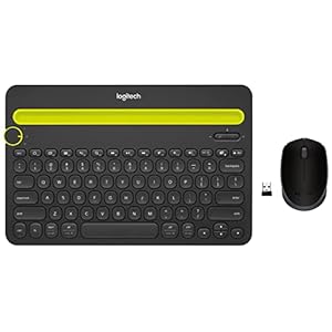 Logitech K480 Wireless Multi-Device Keyboard, Black & B170 Wireless Mouse, 2.4 GHz with USB Nano Receiver, Optical Tracking, 12-Months Battery Life, Ambidextrous, PC/Mac/Laptop – Black