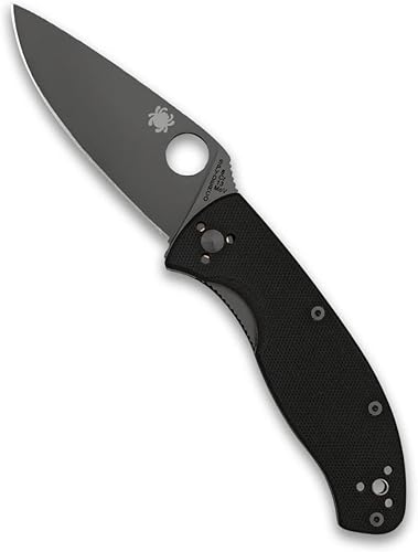 Spyderco Tenacious cuchillo plegable de filo liso, negronegro