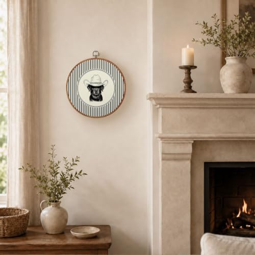 RKQIEG Western Black Labrador Round Wall Art Framed 10x10 Inch - 3