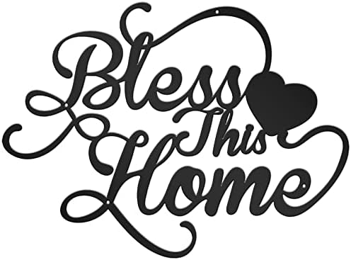 Blessed Wall Decor Bless This Home Sign Black Art Wall Decor Bless This Home Wall Decor Metal Wall Art Home Decorations for Living Room Entryway Decor Rustic Home Wall Decor over the Door Decor