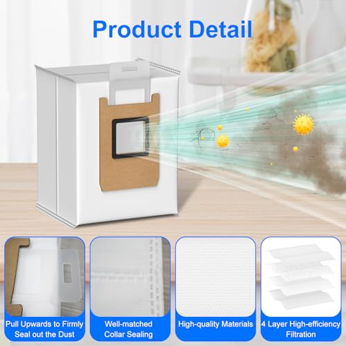 Image of 12 Pack E25 / E28 Dust Bags Compatible with Eufy Robot Vacuum Omni E25, Omni E28, Omni E20 and for Eufy Robot Vacuum C28, 3L Large Capacity, 4-Layer