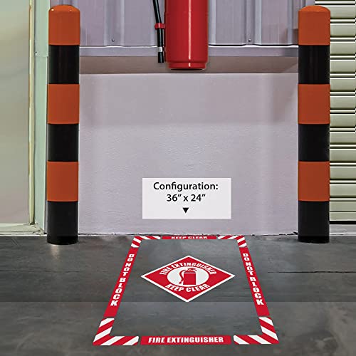 Nmc Fire Extinguisher Keep Clear Walk-On Floor Marking Kit With Textured Non-Slip Surface, Configurable (Includes 12 X 12 Center Floor Sign And Marking Strips With Corner Angles), Wfk07 #TOP7