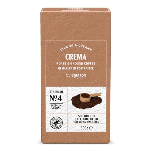 by Amazon Caffè macinato, crema espresso, torrefazione, granuli, 500 g, certificazione Rainforest Alliance