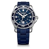 Victorinox Maverick Ø 43 mm Reloj de Pulsera de Hombre, Swiss Made, Cuarzo analógico, Sumergible hasta 100 m, Cristal de Zafiro, Pulsera de Caucho, Azul