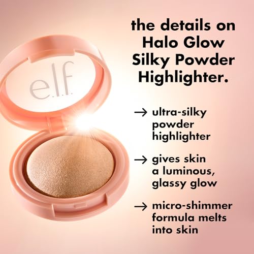Image of e.l.f. Halo Glow Silky Powder Highlighter, Long-Lasting Luminous Face Finish, Cake-Resistant With Micro-Shimmer, Vegan & Cruelty-Free, Soft Pearl Era