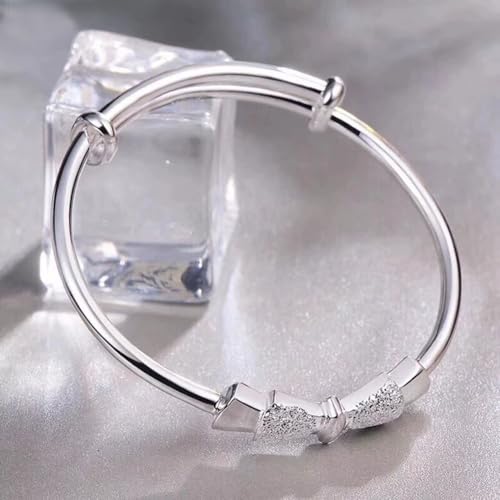 S925 Silver Bangle Bracelet for Women, Elegant Women‘s Sterling Silver Bracelet Bangle Adjustable 6.4-7.8 inches Small Size4