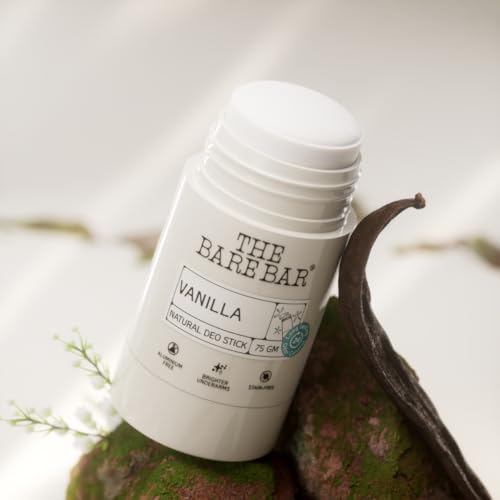 Image of The Bare Bar Vanilla Natural Deodorant Stick 75g | Up to 24-Hour Odour Control | Long-Lasting Freshness | Aluminium-Free, Baking Soda-Free | No White Marks, No Staining | For Men & Women