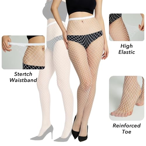 Image of Fishnet Stockings Lace Patterned Tights High Waist Pantyhose Fishnets for Women