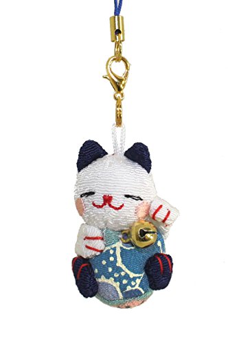 Lucore Sleepy Cat Smartphone Cell Phone Lucky Charm (White/Blue)