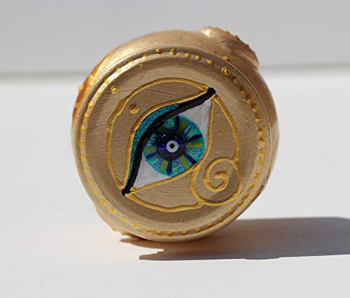 Hand-Painted Happiness Jar with Evil Eye Design, Unique Mediterranean Good Luck Talisman Jar, Glass Art Decor for Manifestation and Protection - Image 6