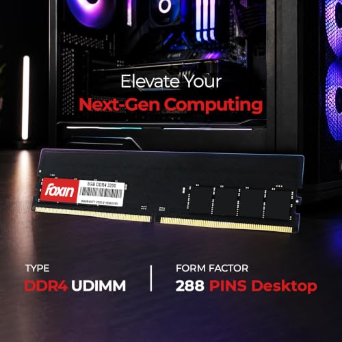 Image of Foxin 8GB DDR4 Desktop RAM 3200 MHz | UDIMM | Long-DIMM | 1.2V Low Voltage | 288-PIN Pin, Single Channel Memory, Intel & AMD Compatible | High-Speed PC Memory Upgrade | 10 Years Warranty