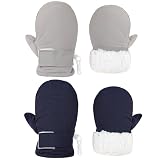 Urban Virgin Infant Baby Toddler Kids Winter Mittens Lined Fleece Warm Waterproof Ski Snow Gloves For Boys Girls 2 Pairs Grey&Navy Blue 6-24 Months