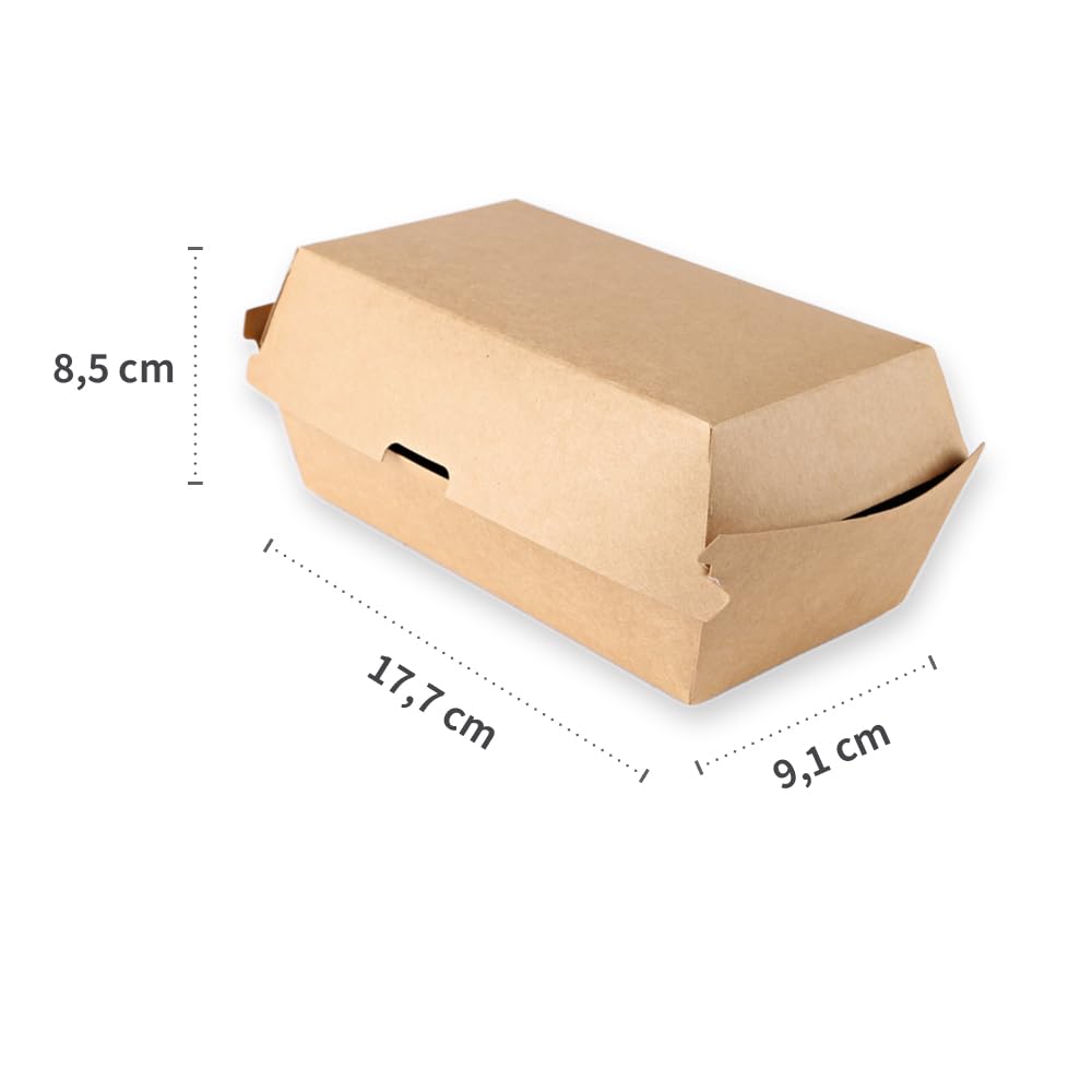 FRANZ MENSCH 300 Stück NATUREStar Bio Sandwich-Boxen Club | Kraftpapier/PLA, Karton, B: 9,1cm, braun, L: 17,7cm, H: 8,5cm, Kraftpapierbox, Snackbox, Einmalbehälter