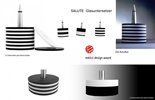 Glasuntersetzer Salute 6 Untersetzer schwarz weiß