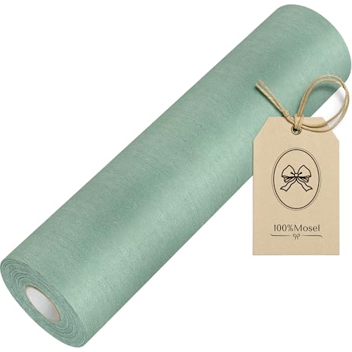 100%Mosel Vlies Tischläufer, in Eukalyptus Grün (30 cm x 25 m), dekoratives Tischband, edle Tischdeko für Geburtstage & Hochzeiten, Bunte Dekoration zu besonderen Anlässen