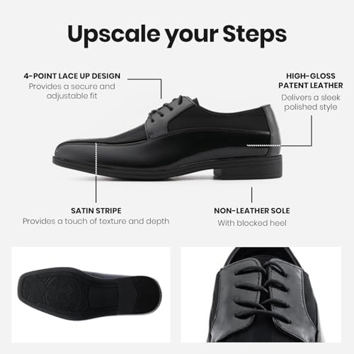 Image of Viotti 179, Casual Dress Oxford Shoes for Men, Satin Striped Lace-Ups, Men's Business Casual Leather & Satin Shoe, for All Formal Occasions