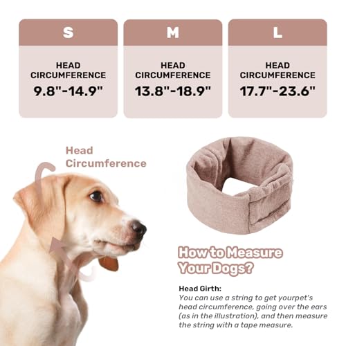 Image of Dog Calming Hoodie, No Shake Ear Wraps for Dogs, Adjustable Dog Ear Muffs for Noise Protection, Ear Wrap Head Cover for Anxiety Relief & Hematoma (Dusty Rose, M(Head Circle:13.8 inch-18.9 inch))