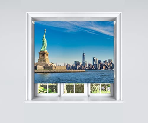 Image of Lister Cartwright Photographic Blackout Roller Blind - (180 x 140 cm) Printed Colourful Roller Blind Easy Fit Window Blind with Child Safety -Bedroom Bathroom Kitchen & Living Room-Statue of Liberty