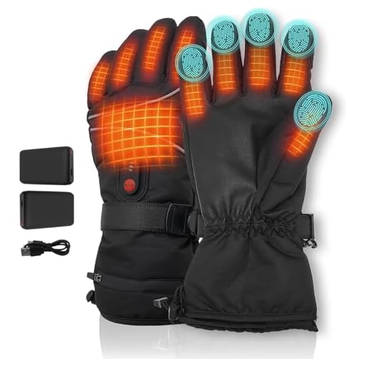 RNSSEZ Heated Gloves for Men, Rechargeable Battery Heated Winter Gloves Thermal Warm Touchscreen Compatible for Cycling, Hiking, Outdoor Activities (Large)