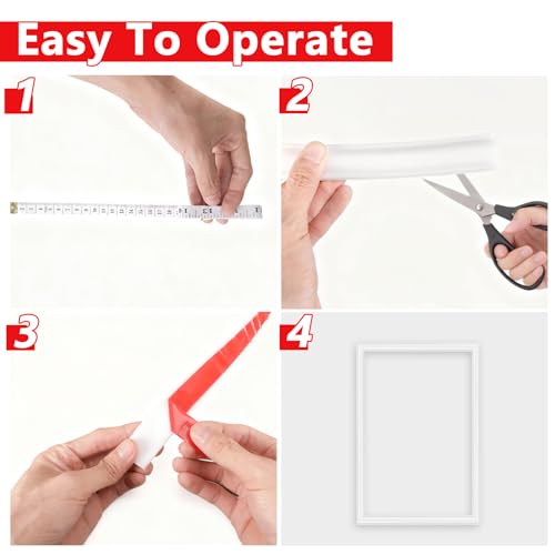 Molduras autoadhesivas blancas de 6m x 32mm para decoración de paredes y armarios 7