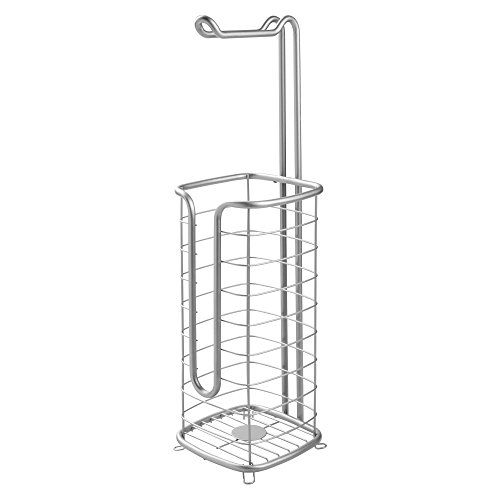 Idesign Forma Ultra Toilet Tissue Caddy Plus-Square, Brushed Stainless Steel, Free Standing Paper Holder #TOP28
