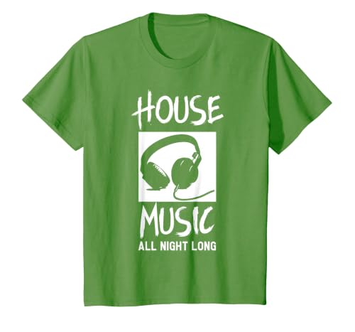 House Music All Night Long DJ T-Shirt T-Shirt, Youth, Grass Green, Large