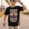 Born to Be A Rock Star Music Boys T-Shirt Kids Graphic Novelty Tee Retro Silhouette Guitar Design for Young Lovers Royal Blue 5-6Y #1