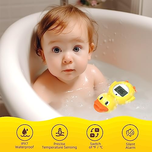 Babyelf Duck Baby Bath Thermometer - Safety Bathtub Thermometer Floating Toy - New Upgraded Mute Visual Alert - For Fahrenheit And Celsius Degree #TOP4