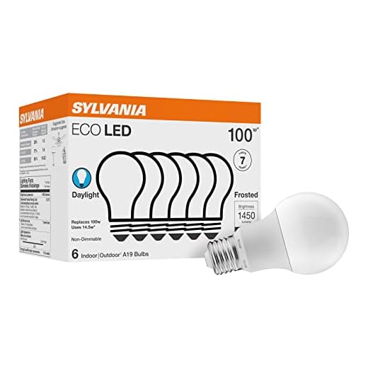 SYLVANIA ECO LED Light Bulb, A19, 100W Equivalent, Efficient 14.5W, 7 Year, 1450 Lumens, Frosted, 5000K, Daylight - 6 Pack (40884)