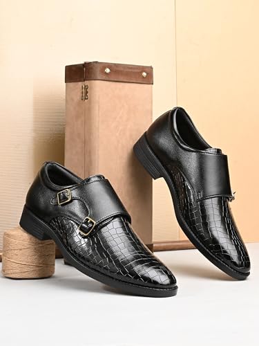 Image of Men's Monk Strap Dress Shoes - Slipon Formal Wedding & Business Shoes