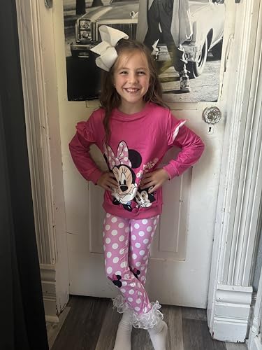 Image of Disney Frozen Minnie Mouse Stitch Princess Fall Toddler Girl Outfit 2 Piece Girl Clothes Long Sleeve Sweatshirt and Leggings