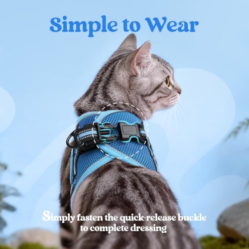 Image of rabbitgoo Cat Harness and Leash Set, Step-in Soft Vest, Blue & Light Blue