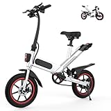 YOBACARID Elektro-Klapprad, 35,6 cm (14 Zoll), 250 W, Motor 36 V, 10,4 Ah, Batterie, Autonomie 45 km, Klapprad für die Stadt, E-Bike für Erwachsene und Jugendliche (Weiß)