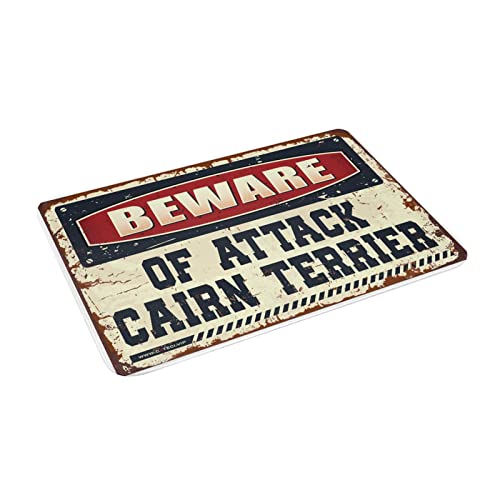 PLOWS Tapete de entrada externo Beware of Attack Cairn Terrier Capacho de porta externa Decoração de