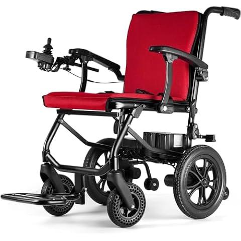 Zurcheel Folding Electric Wheelchair for Adults Seniors 30 Lbs Lightweight Foldable Motorized Wheelchair Compact Power Wheelchair with Two Removable Battery Liftable Armrest Airline Approved(Red) Cover